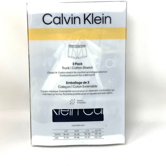 Calvin Klein 3 Pack Men Size Underwear NP24210403 Cotton Stretch Navy Gray Trunk - Picture 7 of 7
